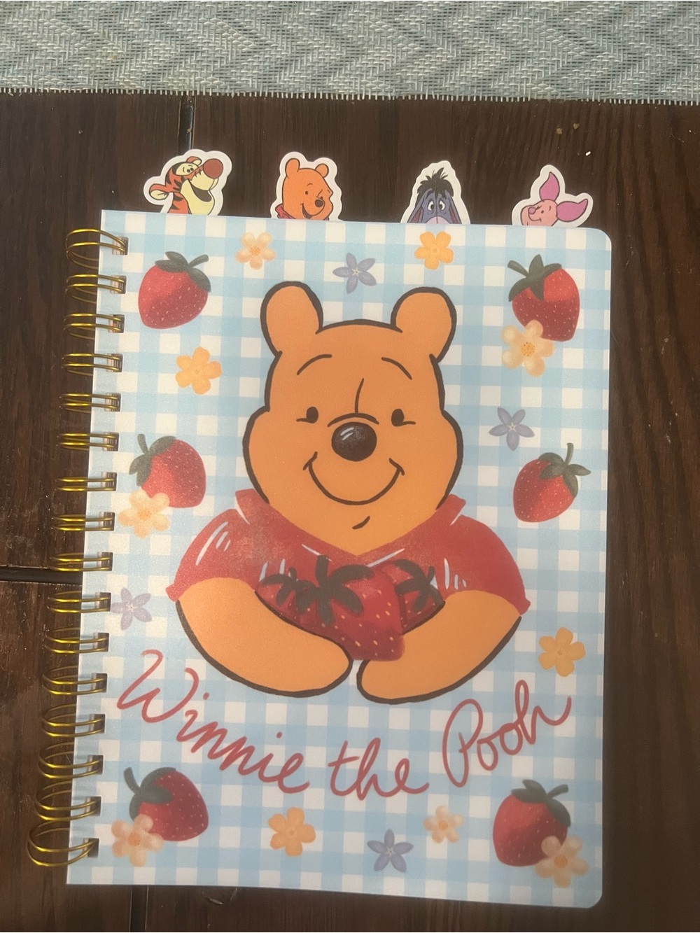 Disney Winnie the Pooh with Strawberries Spiral Tabbed Journal
